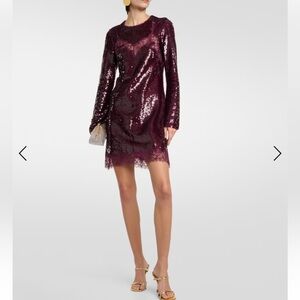 Jonathan Simkhai Mako Maroon Long Sleeve
Sequinned Mini Dress✨